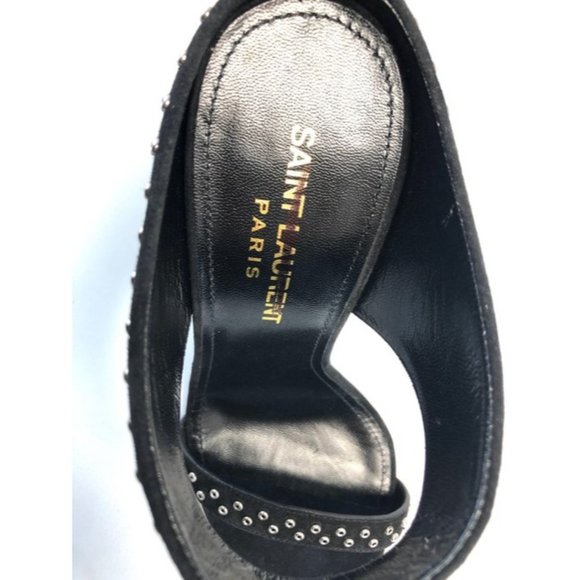 SAINT LAURENT Black Embellished Suede Sandals Mules  Size EU:36 - Picture 6 of 11